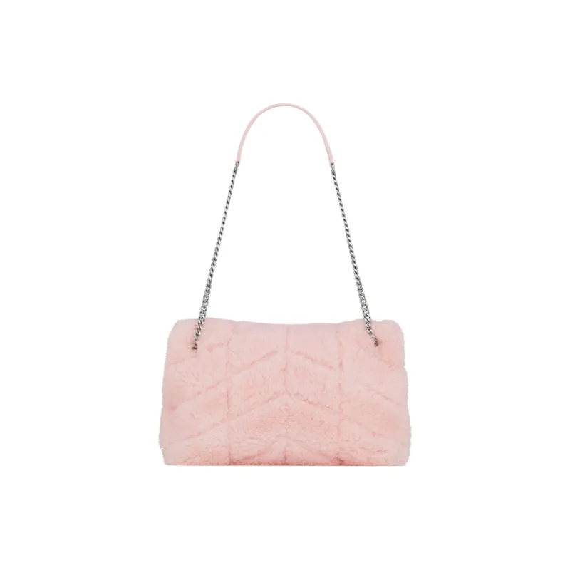 SAINT LAURENT PUFFER Wool Handbag, Shoulder Bag Trumpets Women's Pink-1