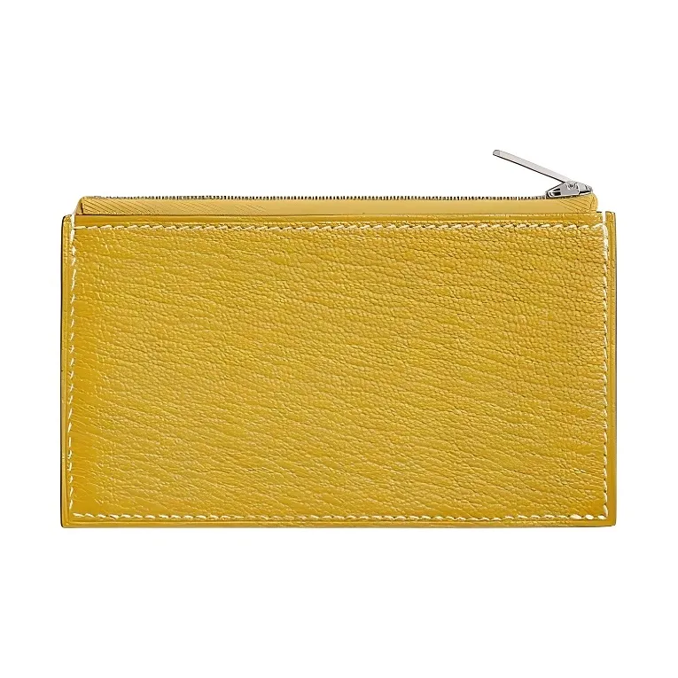 HERMES Mysore Goat Skin Card Holder Mini Men's Anise Color/Lemon Wine Yellow/Mushroom White-1