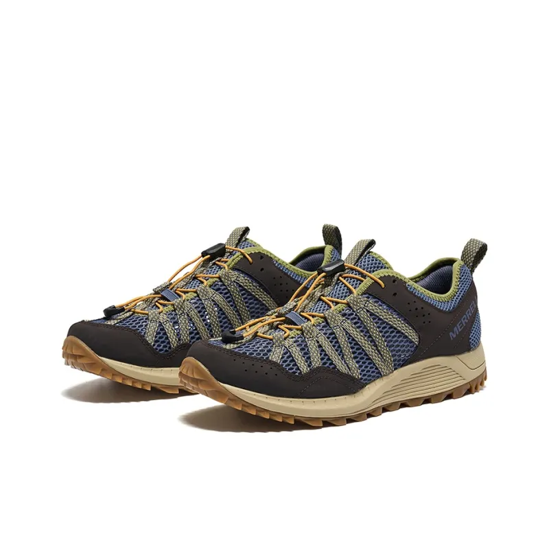 MERRELL Wildwood Aerosport Outdoor Shoes Lightweight And Breathable Low Top River Trekking Shoes Men's Blue Green-1