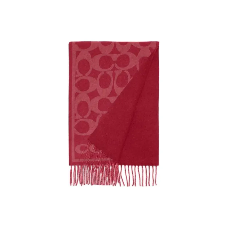 COACH Cashmere Knit Scarves Unisex Plum Joy-0