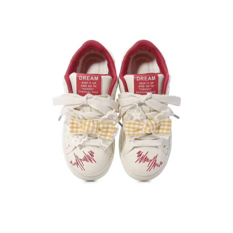 Lovely You Wear resistant And Lightweight Low Top Skateboard Shoes Women's Red Yellow-14