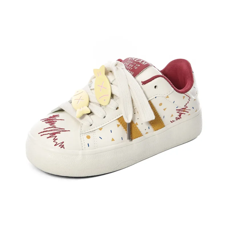 Lovely You Wear resistant And Lightweight Low Top Skateboard Shoes Women's Red Yellow-24