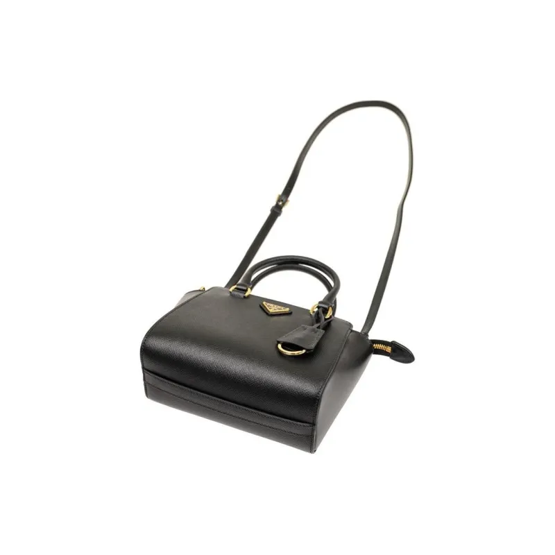 PRADA Leather Tote Bag, Shopping Bag, Shoulder Bag, Crossbody Bag, Handbag Women's Black-3