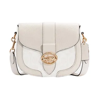 COACH Georgie Canvas With Leather Bacchus Bag Shoulder Bag Saddle Bag Crossbody Bag Small Size Women's Ecru