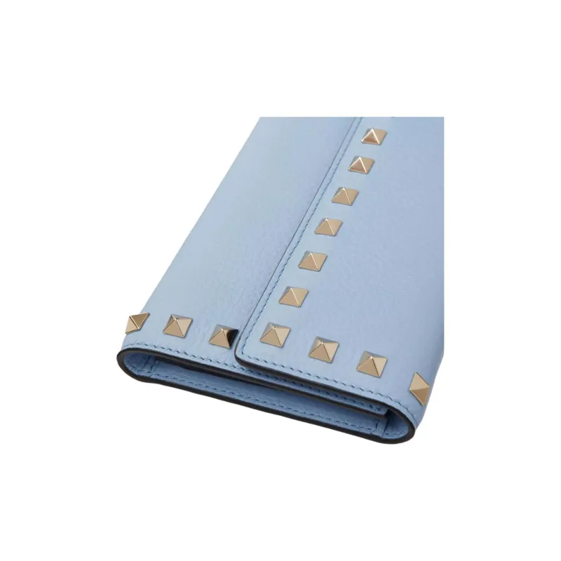 Valentino ROCKSTUD Grained Calfskin Wallet Women's Sky Blue-4