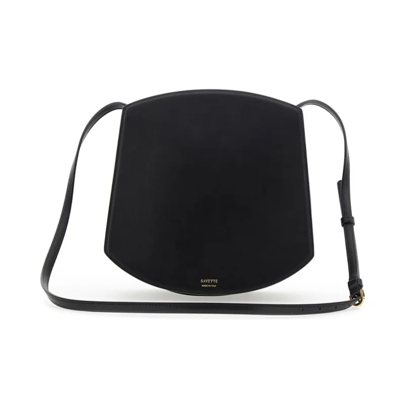SAVETTE Leather Shoulder Bag Women's Black-1