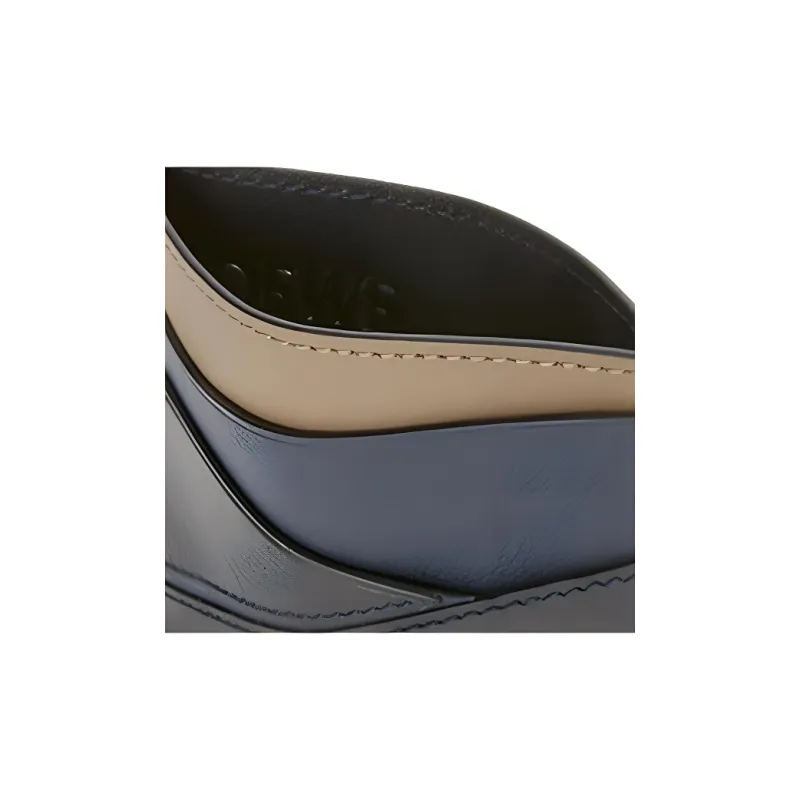 LOEWE Puzzle Cow Leather Card Holder Men's Black-3