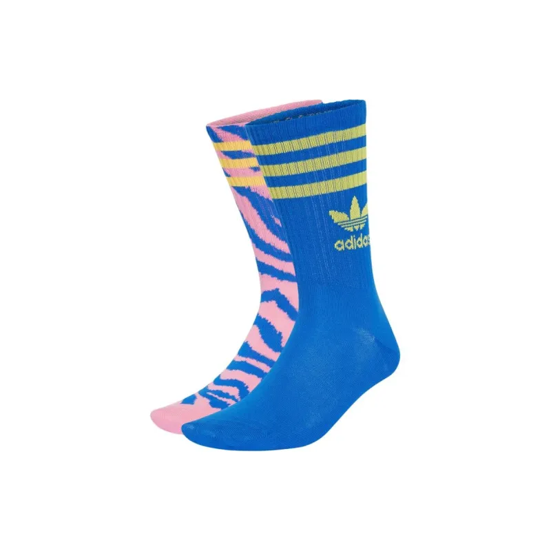 Adidas Originals x FARM RIO CREW Mid-Calf Socks Unisex 2 Pack Blue/Blissful Pink-0