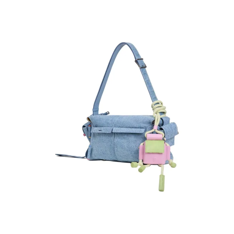 KUNOGIGI Fabric Crossbody Bag, Shoulder Bag Medium Size Women's Denim Blue-8