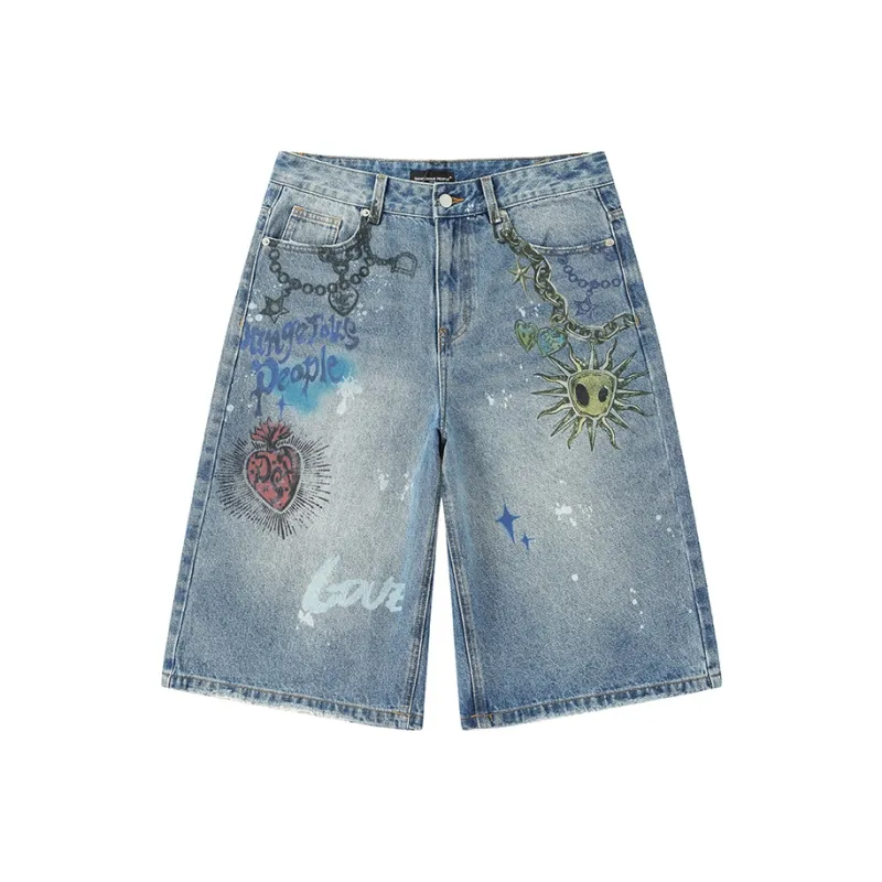 DANGEROUSPEOPLE Denim Shorts Unisex Blue-0