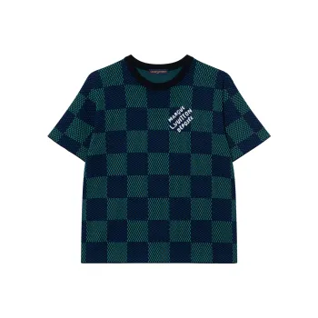 LOUIS VUITTON Jacquard Damier Short Sleeved Cotton Crewneck