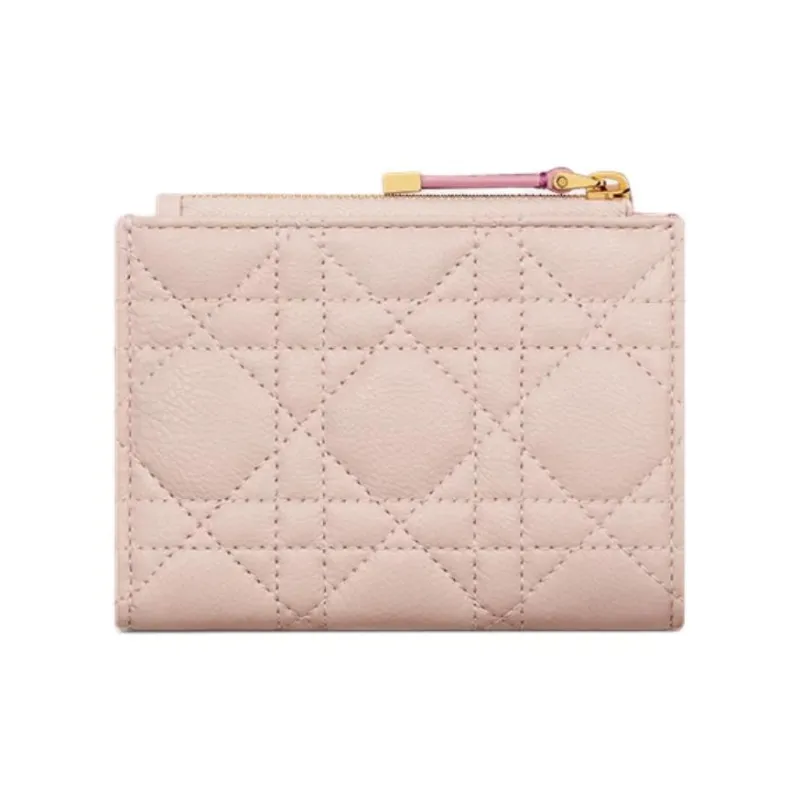 DIOR Caro Cow Leather Wallet Women's Pink-2