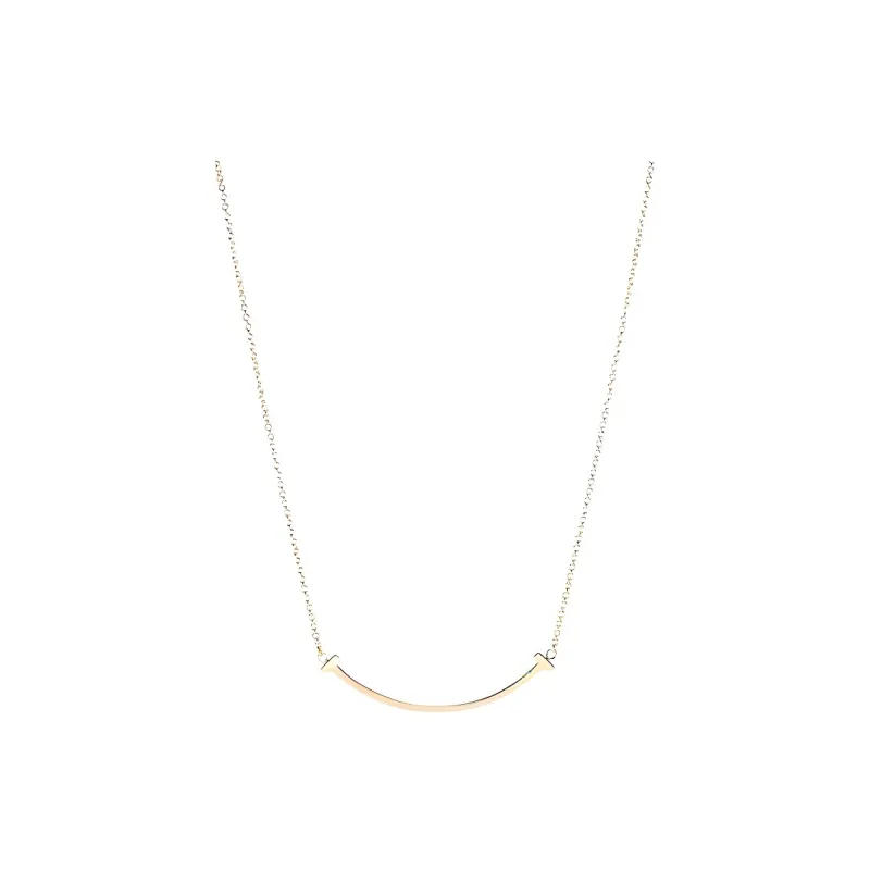 TIFFANY & CO. Pre Owned 2010s 18K Rose Gold Small T smile Necklace-1