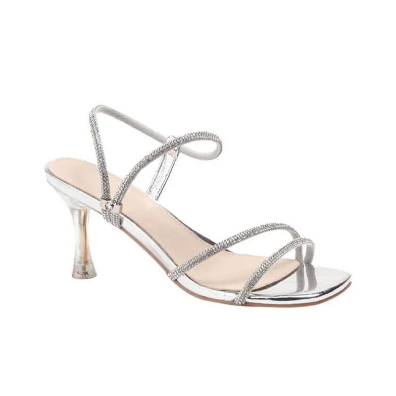 Pretty Tiffin Strap Sandals Women's Silver-1