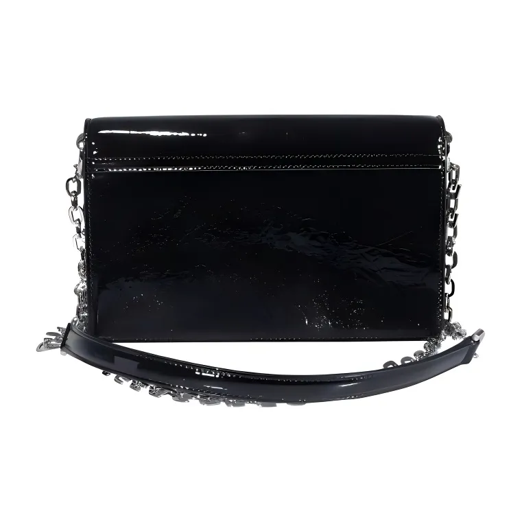 GIVENCHY Sheepskin Cow Leather Patchwork Shoulder Bag Crossbody Bag Small Size Women's Black-2