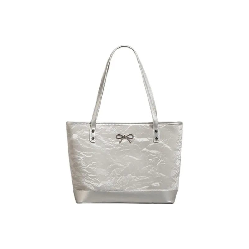 C°BANNER Synthetic Leather Shoulder Bag Crossbody Bag Handbag Tote Large Size Women's Silver-4