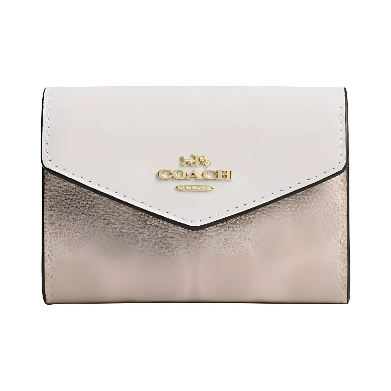COACH Flap Card Case Coated Canvas Card Holder Mini Women's Chalk White-0