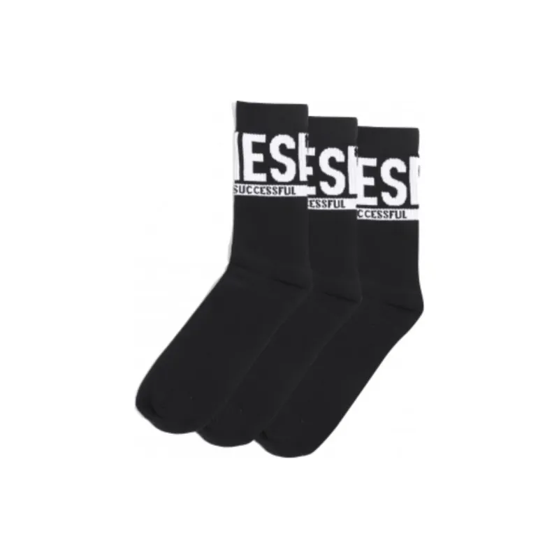 DIESEL Mid Calf Socks Men's 3 Pack Black-0