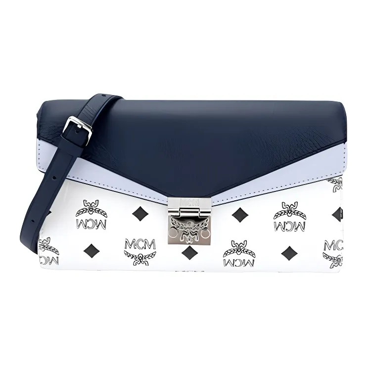 MCM Patricia Visetos Leather Wallet, Crossbody Bag Women's White-0