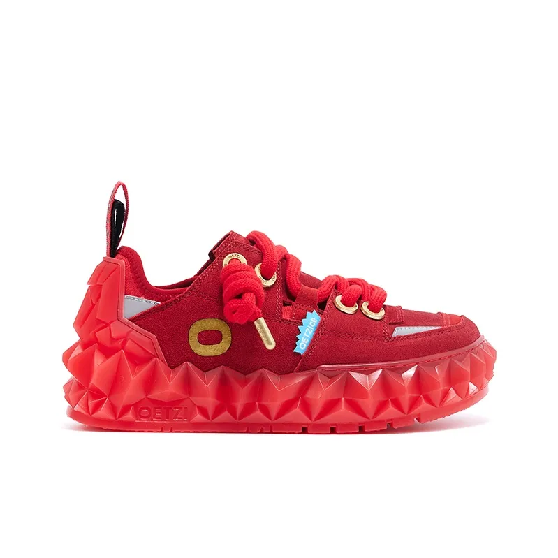 OETZI Low Top Skateboard Shoes Unisex Red-1