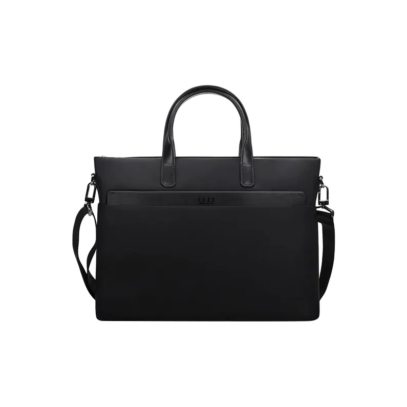 ELLE HOMME Fabric Synthetic Leather Briefcases Shoulder Bag Crossbody Bag Medium Size Men's Black-0