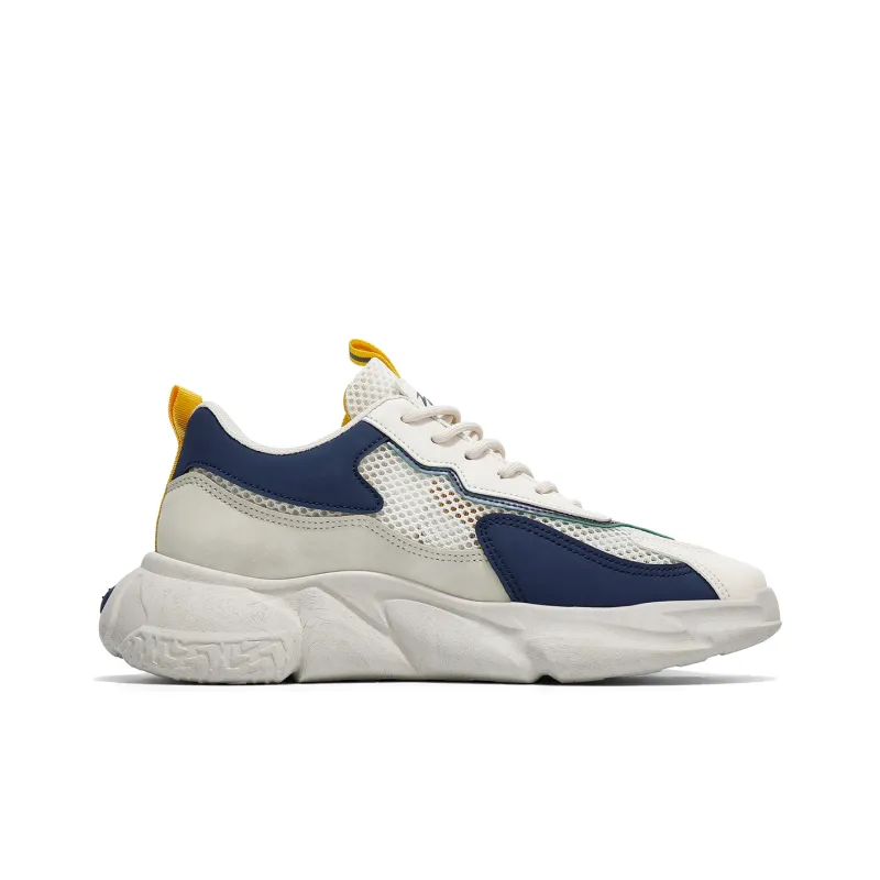 Binary Low Top Chunky Sneakers Men's Beige Blue-2