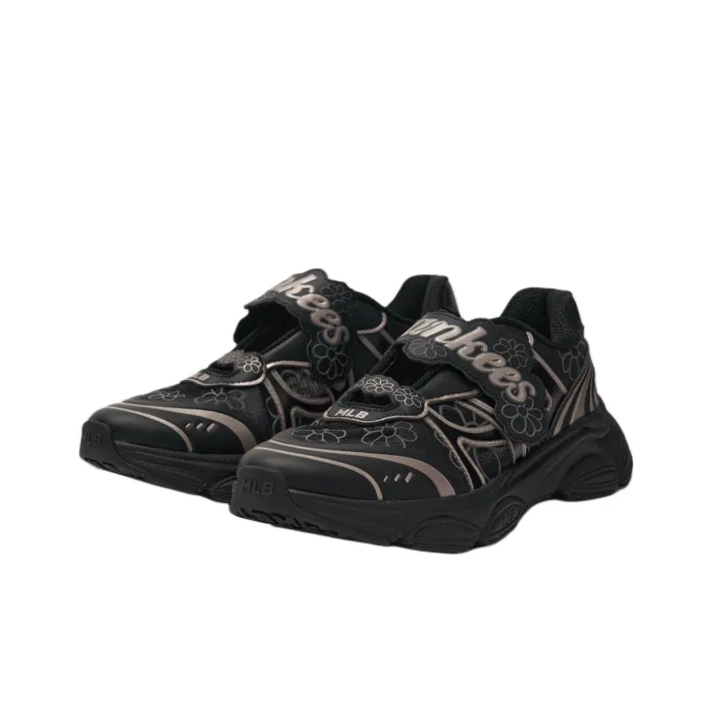 MLB New York Yankees Anti Slip Wear Resistant Low Top Casual Shoes Women's Black-2