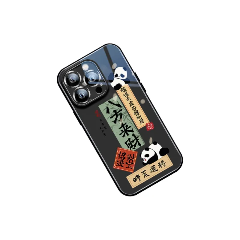 Sen Dog Glass Material Advanced Niche Panda Cute Phone Cases Suitable For Apple 15Promax/Pro/Plus/14/13/12-13