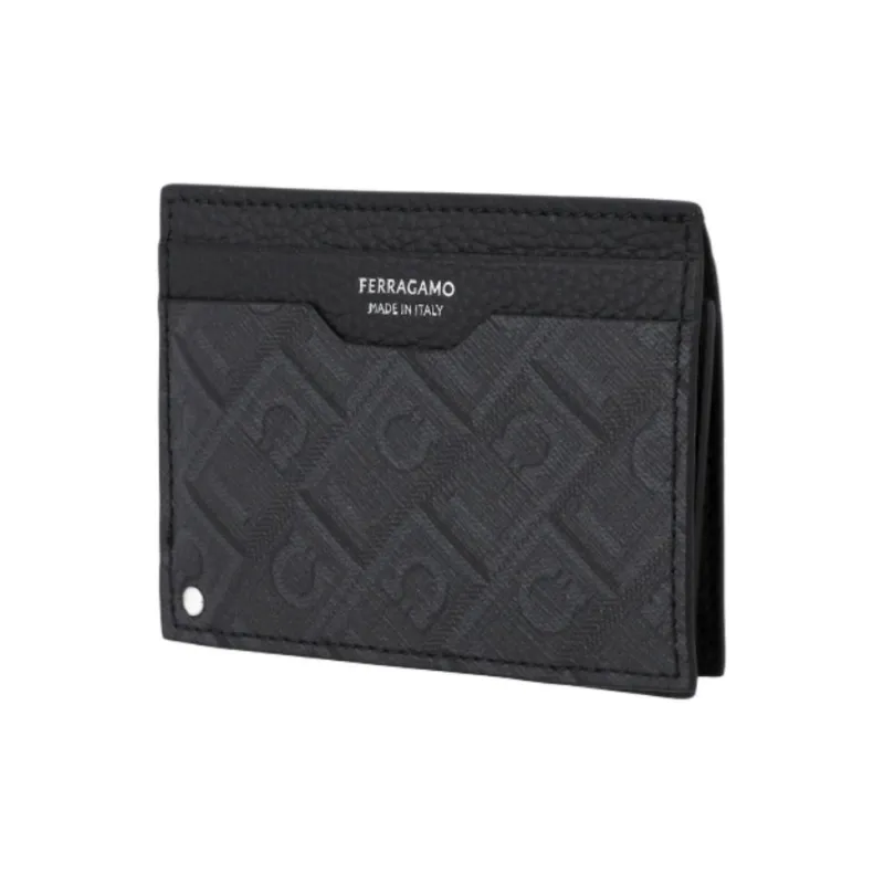 FERRAGAMO Polyurethane Card Holder Unisex Black-1