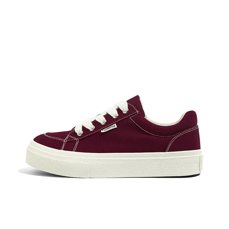 HUANQIU Slip Resistant, Abrasion Resistant, Breathable Low Top Canvas Shoes Women's Burgundy-22