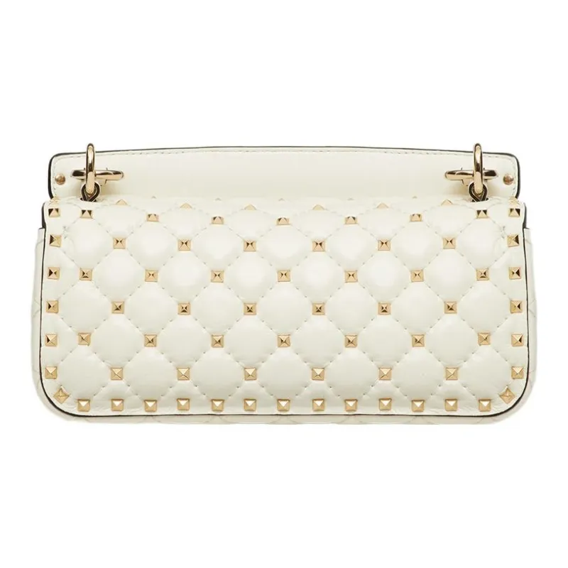 Valentino ROCKSTUD SPIKE Cow Leather Crossbody Handheld Handbag Shoulder Bag Women's Ivory White-2