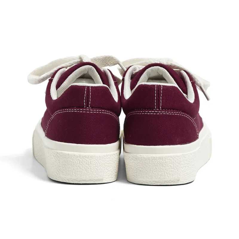 HUANQIU Slip Resistant, Abrasion Resistant, Breathable Low Top Canvas Shoes Women's Burgundy-5