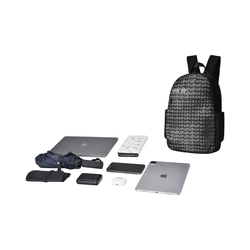 TURN UP Polyester Student Backpack Regular Unisex White/Yellow/Black-14