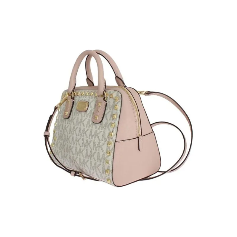 MICHAEL KORS Sandrine Leather Shoulder Bag, Crossbody Bag, Handbag Medium Size Women's White Pink-2