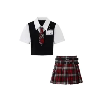Garbege Uniforms Women's Top Tie Red Skirt Clothing Set