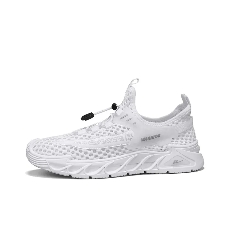 Warrior Lazy Slip on Cushioned Wear Resistant Lightweight Breathable Slip Resistant Low Top Casual Shoes Men's White-0