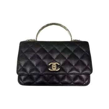 CHANEL WOC Litchi Cow Leather Shoulder Bag, Crossbody Bag, Handbag Women's Black