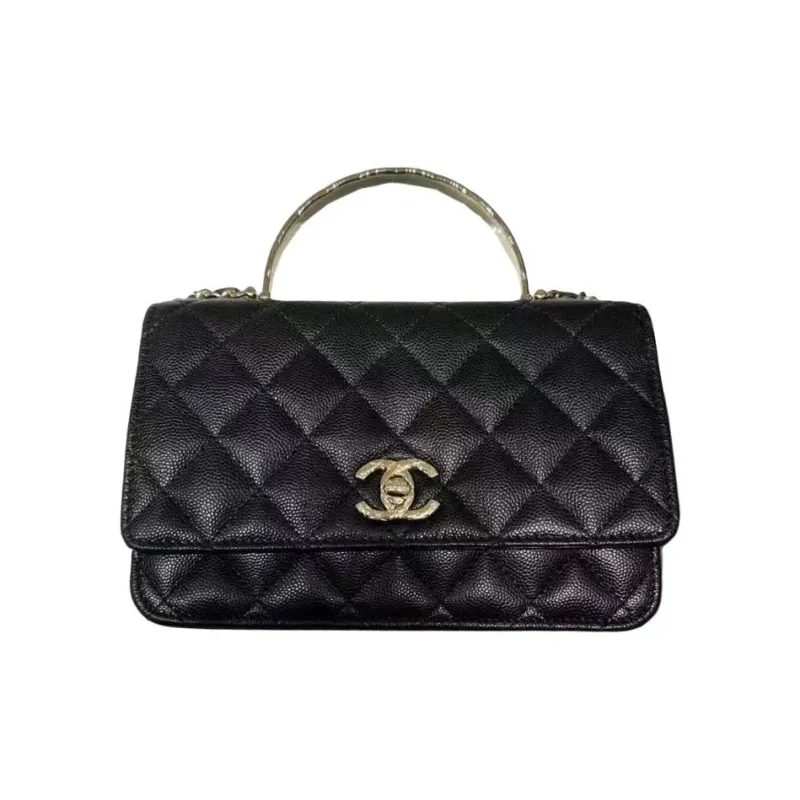 CHANEL WOC Litchi Cow Leather Shoulder Bag, Crossbody Bag, Handbag Women's Black-0