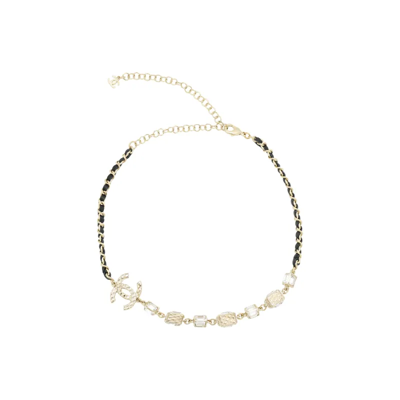 CHANEL Rhinestone Necklaces Women's Gold-1