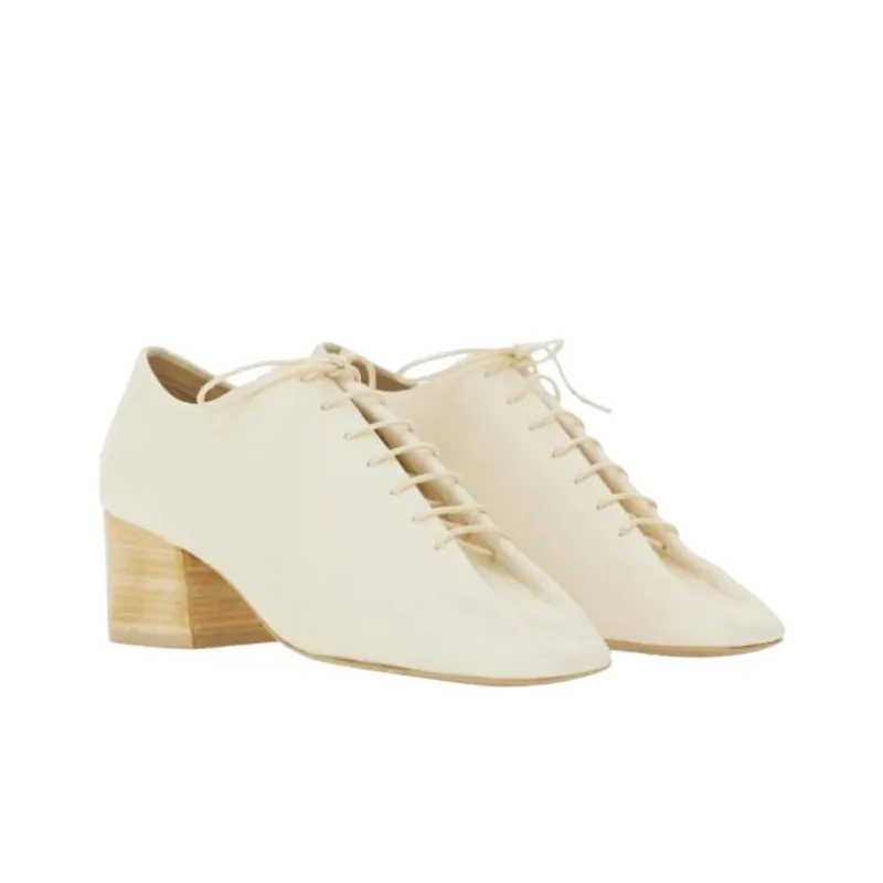 Lemaire Souris Chunky Heel High Heels 5.5cm Women's Beige-2