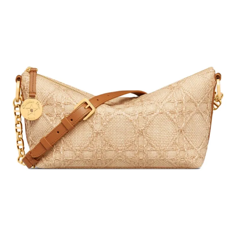 DIOR Technical Fabric With Calfskin Hobo Bag, Crossbody Bag, Shoulder Bag Women's Natural & Brown-0