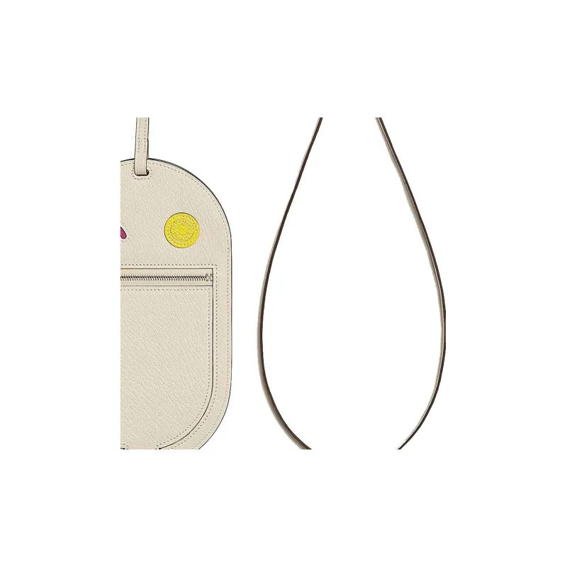 HERMES In The Loop Mysore Goat Skin Pig Nose Cell Phone Pouch Tubas Women's Cream White/Orchid/Lemon-1