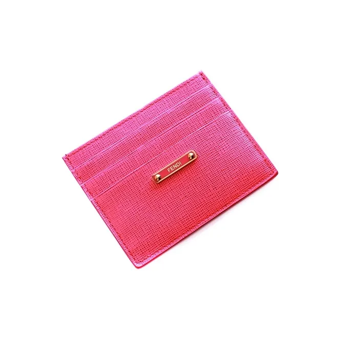 FENDI Cow Leather Card Holder Women's Rose Red-3