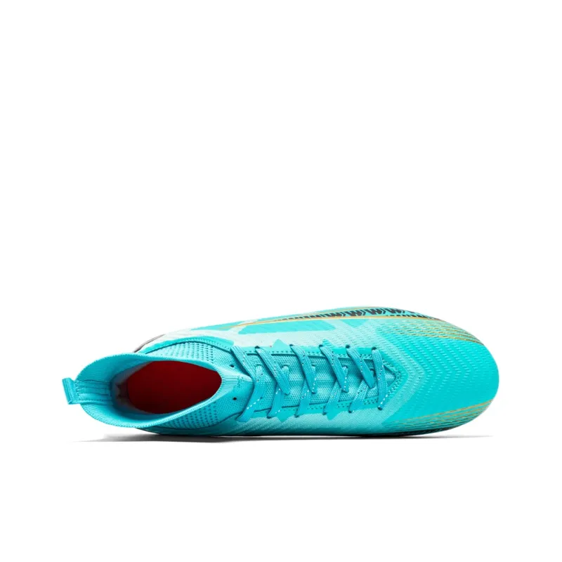 OFFER AITR Soccer Shoes Unisex High Top Aqua/White Gold/Black-20