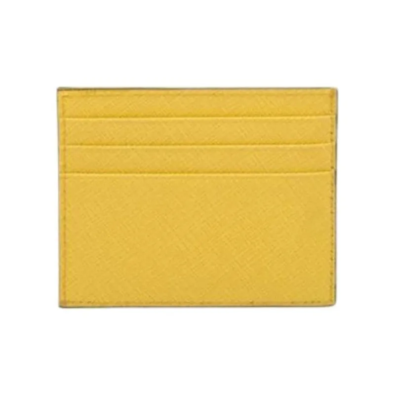 PRADA Leather Card Holder Women's Yellow-1