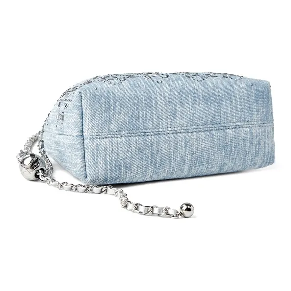 Teenmix Fabric With Cow Leather Shoulder Bag Women's Blue-3