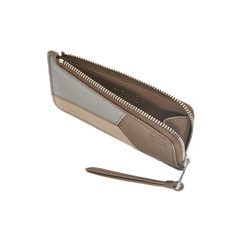 LOEWE Puzzle Cow Leather Card Holder Men's Asphalt Gray/Winter Brown-2