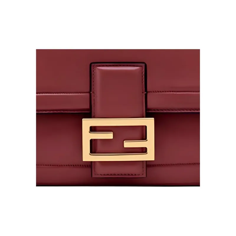 FENDI Baguette Sheepskin Baguette Bag Handbag Shoulder Bag Crossbody Bag Handbag Women's Red-4