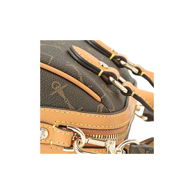 Why PVC Boston Bag, Shoulder Bag, Crossbody Bag, Handbag Trumpets Women's Coffee & Brown-9