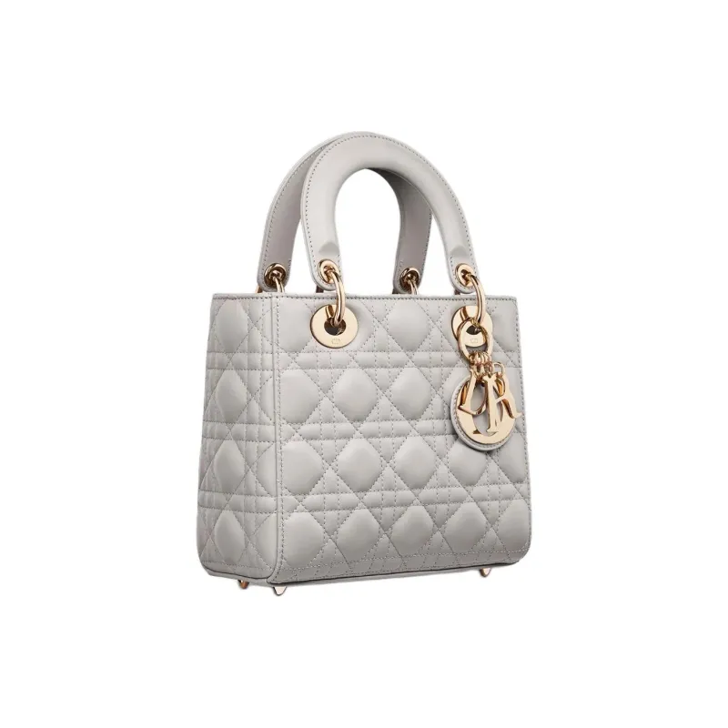 DIOR Lady Dior My ABCDior Sheepskin Lady Dior Bag, One Shoulder Handbag Trumpets Women's Gray-2
